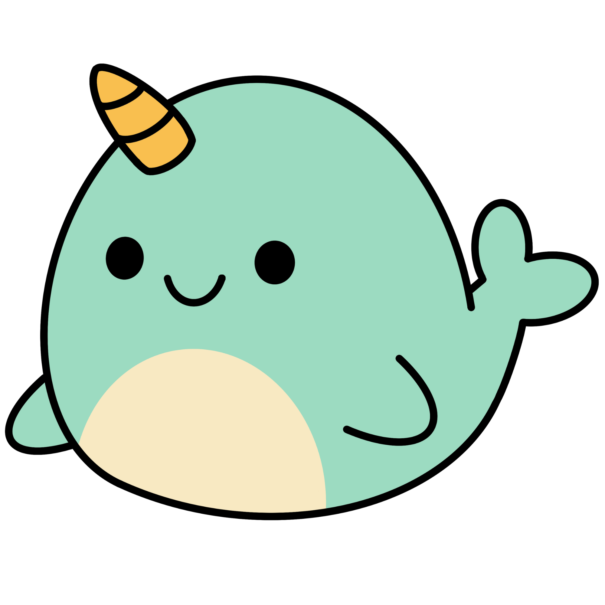 Mint Narwhal Kawaii Plushie Cross-Stitch Pattern